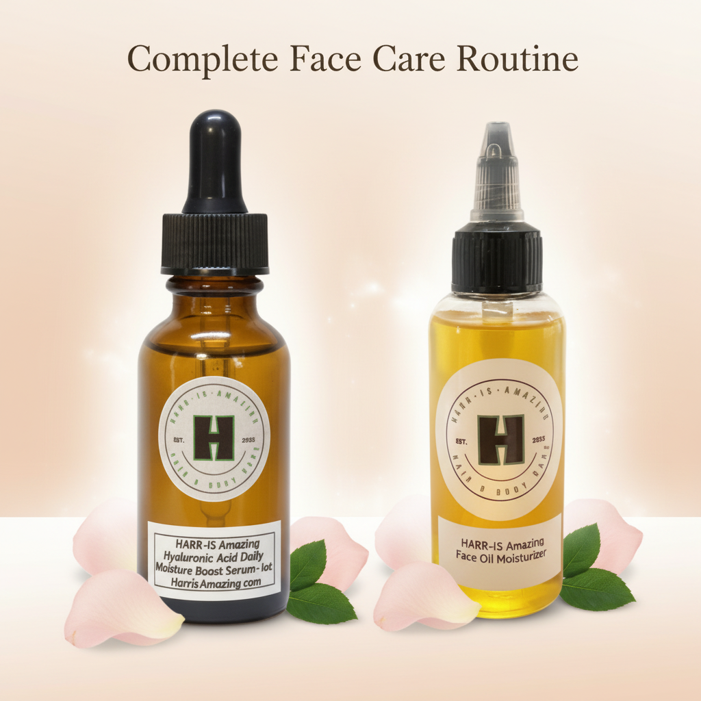 SKINCARE COMBO - 2oz Hyaluronic Acid Serum + 2oz Face Oil Moisturizer. *MUST REFRIGERATE HYALURONIC ACID.
