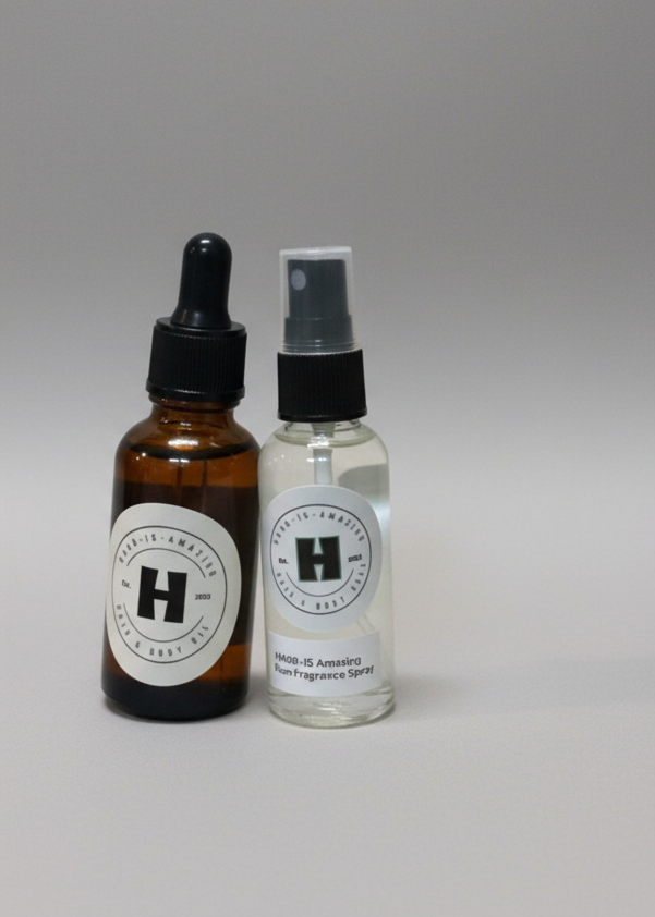 His TRAVEL COMBO - 1oz After Shave & Beard Oil + 2oz Citrus Poo Fragrance Spray.