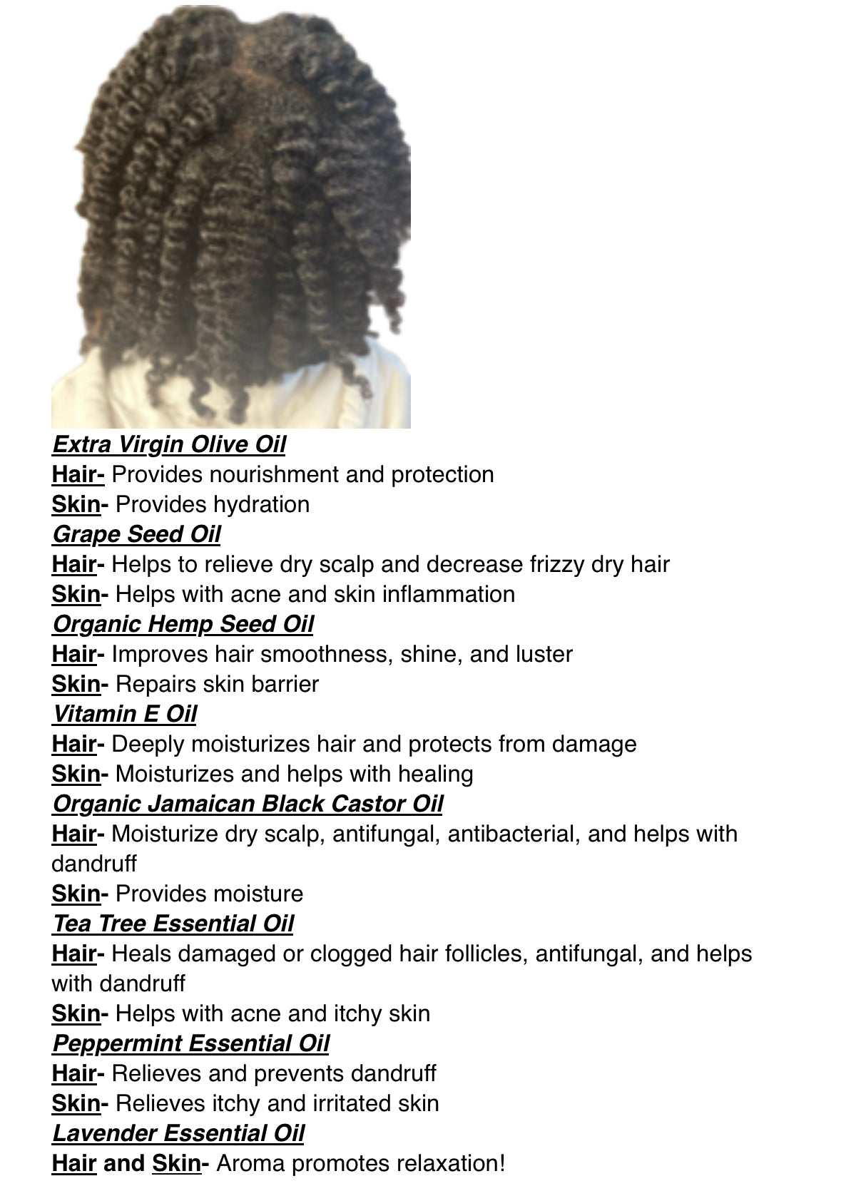 Oil Blend for Hair & Body-Unisex. Aromatic with Vitamin E, Lavender, and Peppermint.
