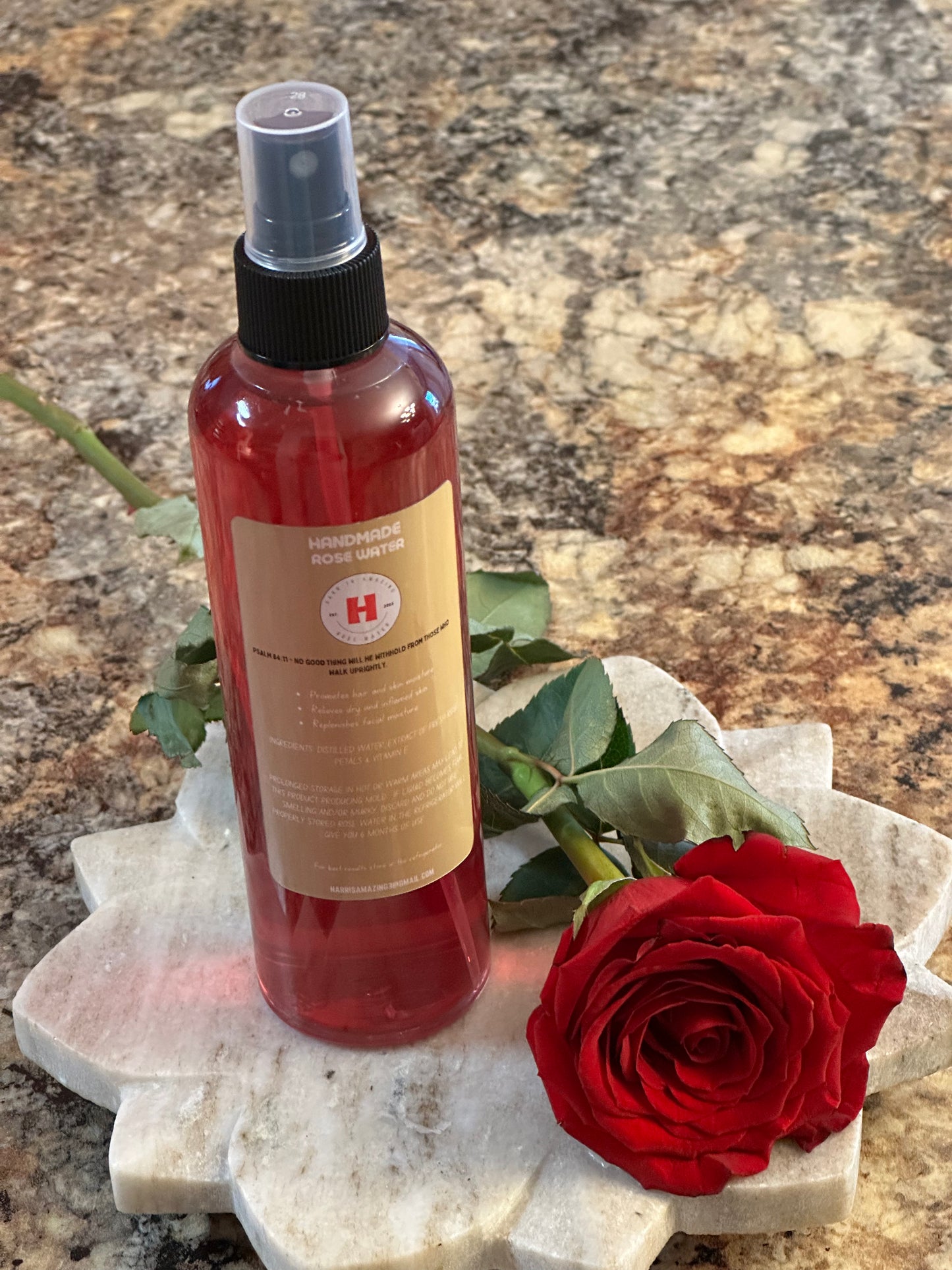 Rose Water/Hydrosol - Preservative Free with Vitamin E -Unisex. Daily Skin Toner-Hydrator and Great Hair & Scalp Moisturizer.