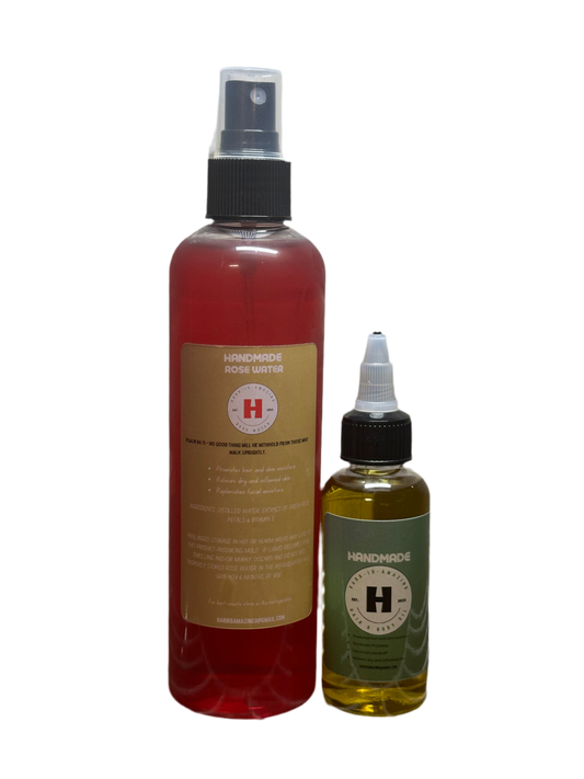 COMBO MOISTURE PACKAGE- 8oz Rose Water and *2oz Oil Blend.