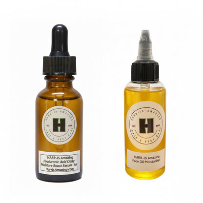 SKINCARE COMBO - 2oz Hyaluronic Acid Serum + 2oz Face Oil Moisturizer. *MUST REFRIGERATE HYALURONIC ACID.