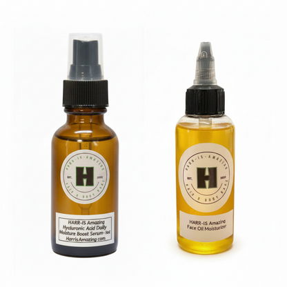 SKINCARE COMBO - 2oz Hyaluronic Acid Serum + 2oz Face Oil Moisturizer. *MUST REFRIGERATE HYALURONIC ACID.