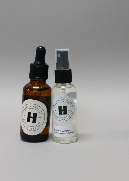 His TRAVEL COMBO - 1oz After Shave & Beard Oil + 2oz Citrus Poo Fragrance Spray.