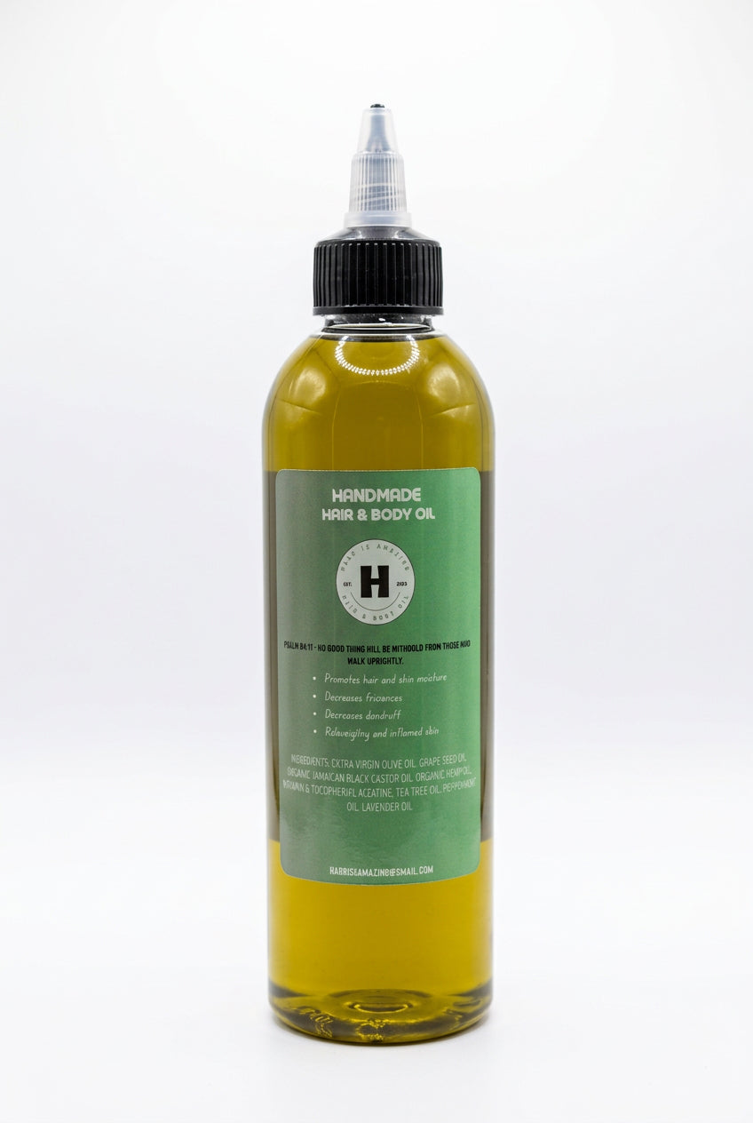 Oil Blend with Vit. E for Hair & Body - Unisex.  Aromatic with Lavender and Peppermint.