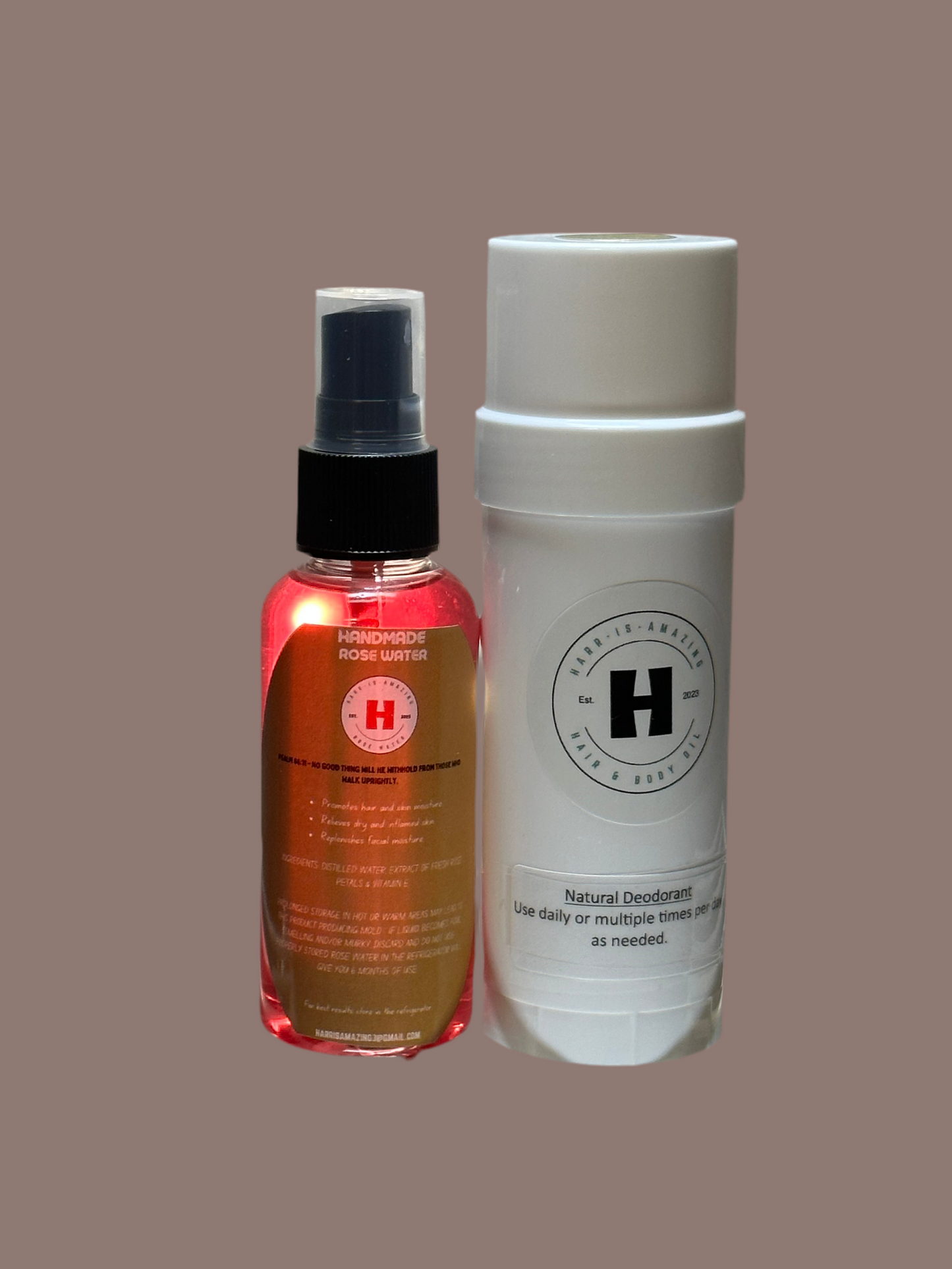 UNDERARM HYDRATION & ODOR PROTECTION PACKAGE- 2oz Rose Water + 2oz Natural Deodorant